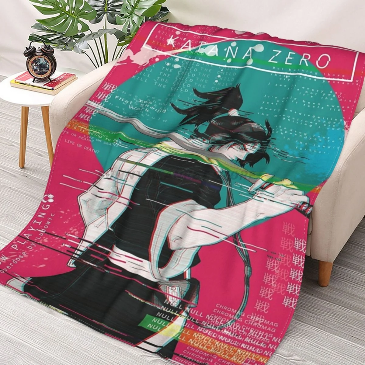 

Katana Zero Option 1 Throws Blankets Collage Flannel Ultra-Soft Warm picnic blanket bedspread on the bed