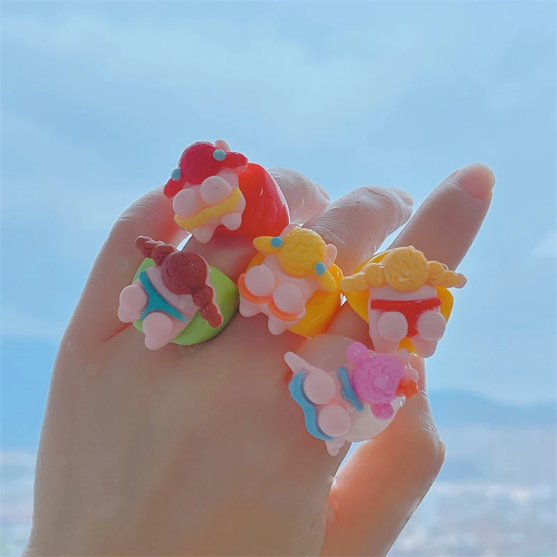 

New Resin Cute Cartoon Boy Girl Couple Ring Fashion Classic Women Men Ring Gift For Her Jewelry