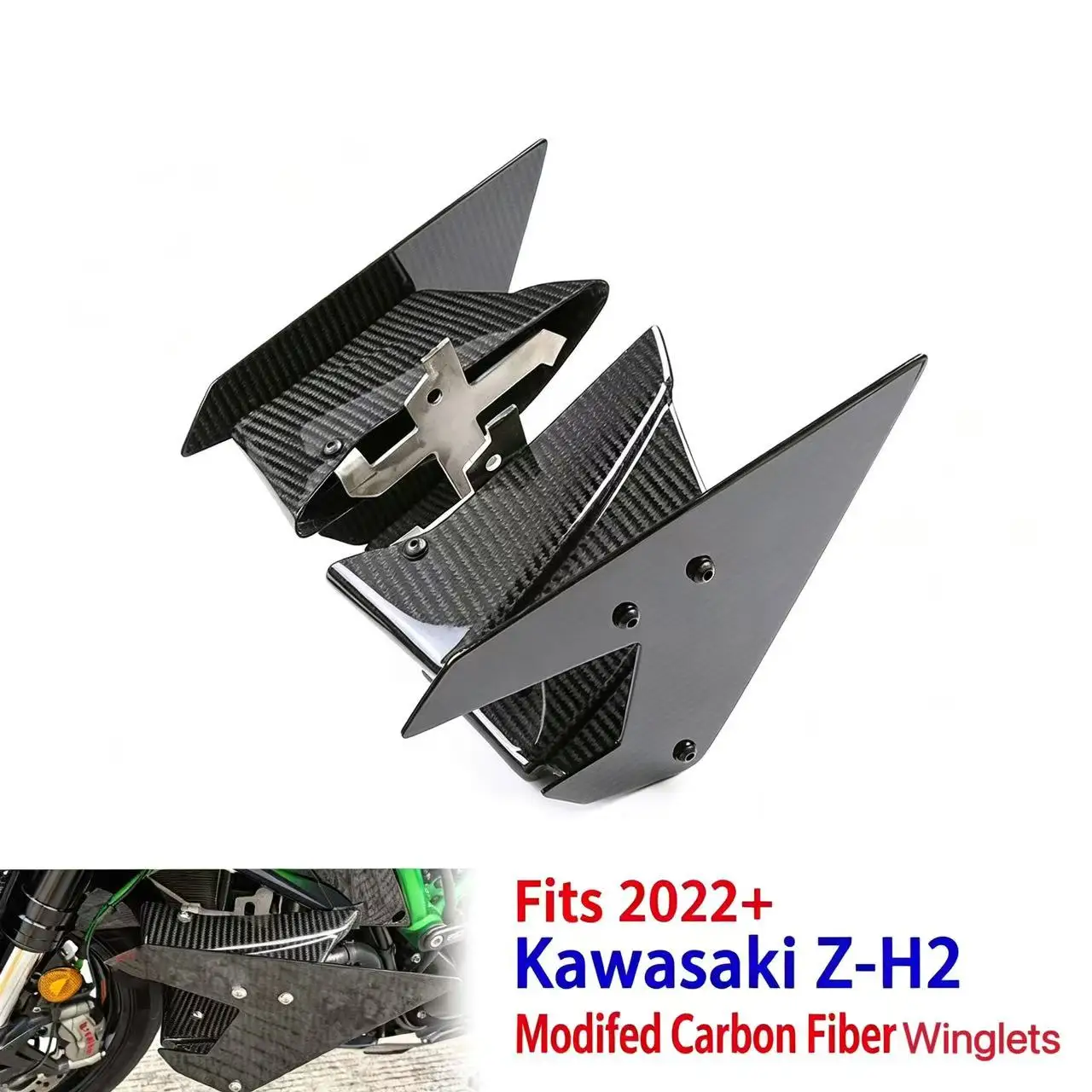 Фото Подходит для мотоцикла Kawasaki Z-H2 2021, 2022, 2023, 2024 годов выпуска, модифицированный карбоновый обвес, аксессуары, крыло. №3