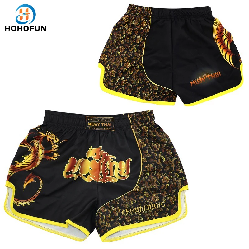 

Шорты Muay Thai мужские с принтом дракона, тренировочные быстросохнущие тренировочные штаны для кикбоксинга, боевых искусств, одежда для MMA