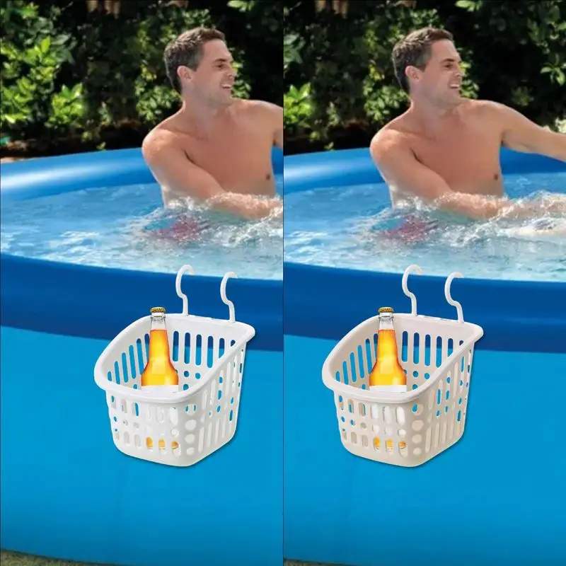 

Poolside Basket Portable Large Capacity Swimming Pool Holder Bin Wall Mounted Kitchen Storage Holder Bathrooms Organizer