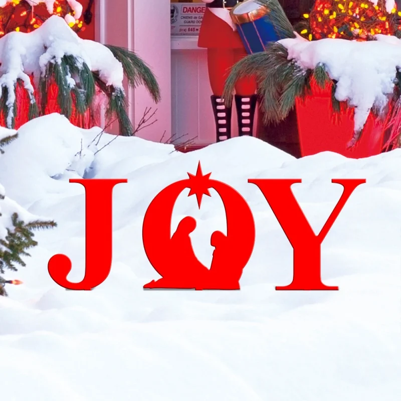 

[Wall Ornament] Yklu124 Christmas Red Joy Three-Dimensional Courtyard Floor Outlet Garden Outdoor Holiday Decoration Acrylic UV