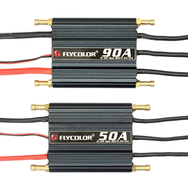 

Бесщеточный ESC для радиоуправляемой лодки Flycolor 90A 2-6S с 5,5 В/5A BEC с бесщеточным ESC Flycolor 50A