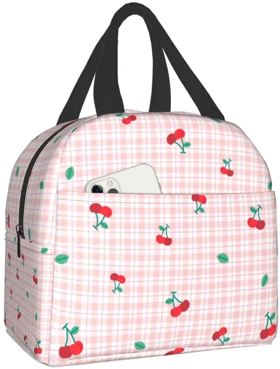 

Милый розовый клетчатый Ланч-бокс в виде вишни на Пастельной основе, контейнер для еды, изолированные ланч-боксы, Многоразовые водонепрониц...