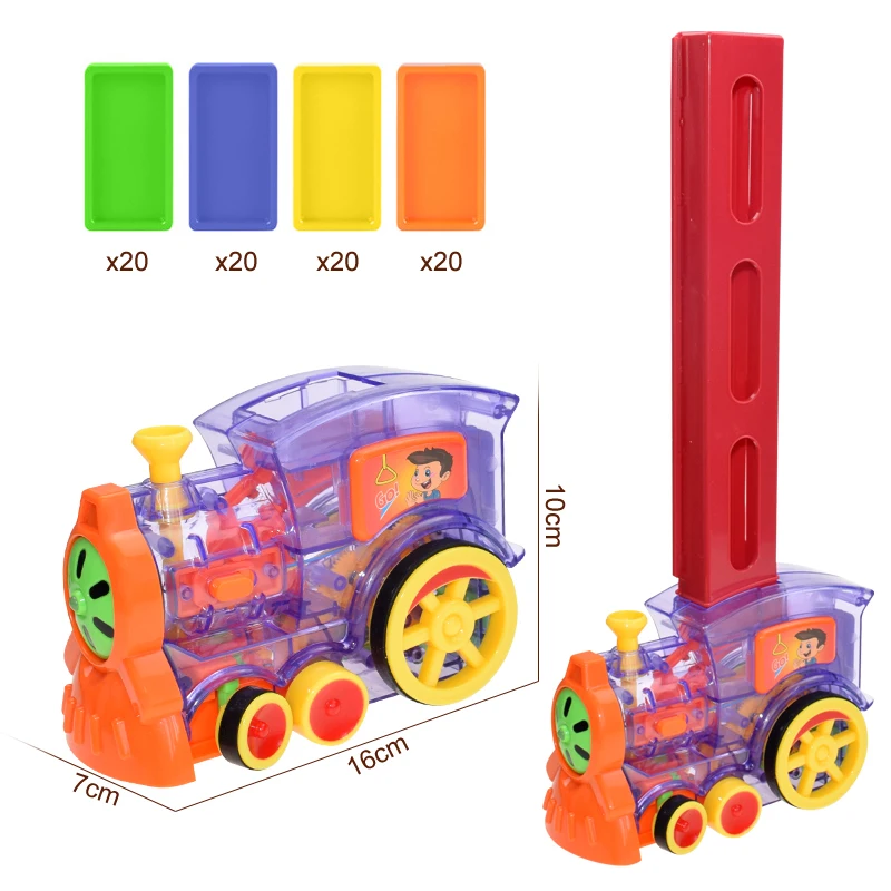 Kids Domino Train Car Set Sound Light Automatic Laying Brick Colorful Dominoes Blocks Game Educational DIY Toy Gift | Игрушки и хобби