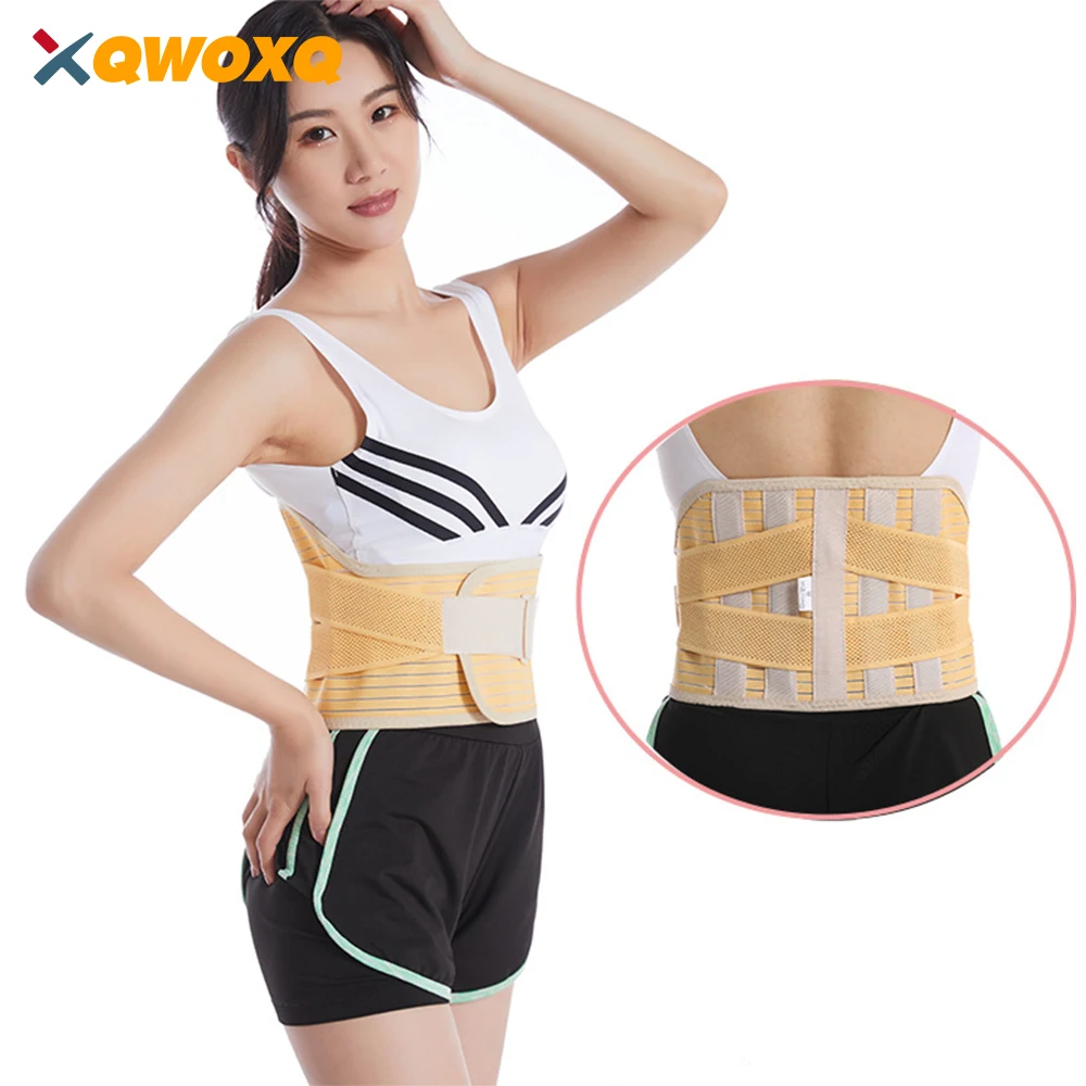 

Sports Back Brace Men Women Lower Back Pain Relief with 4 Stays, Adjustable Back Support Belt for Work, Anti-skid Lumbar Support