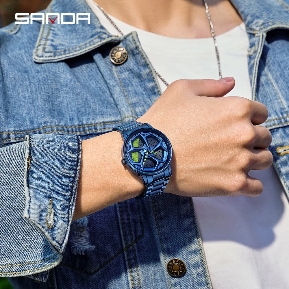 

SANDA Men'S Watch Sports Luxury Original Fashion Quartz Wristwatch Waterproof Stainless Steel Big Dial Wrist Clock Men Gift