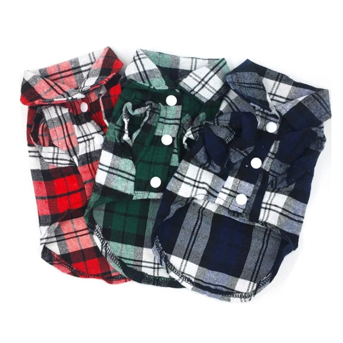 

ATUBAN Pet Basic Plaid Shirt Little Puppy T-Shirt Clothes Small Dog Polo Clothes Shirt Cat Puppy Supplies for All Seasons