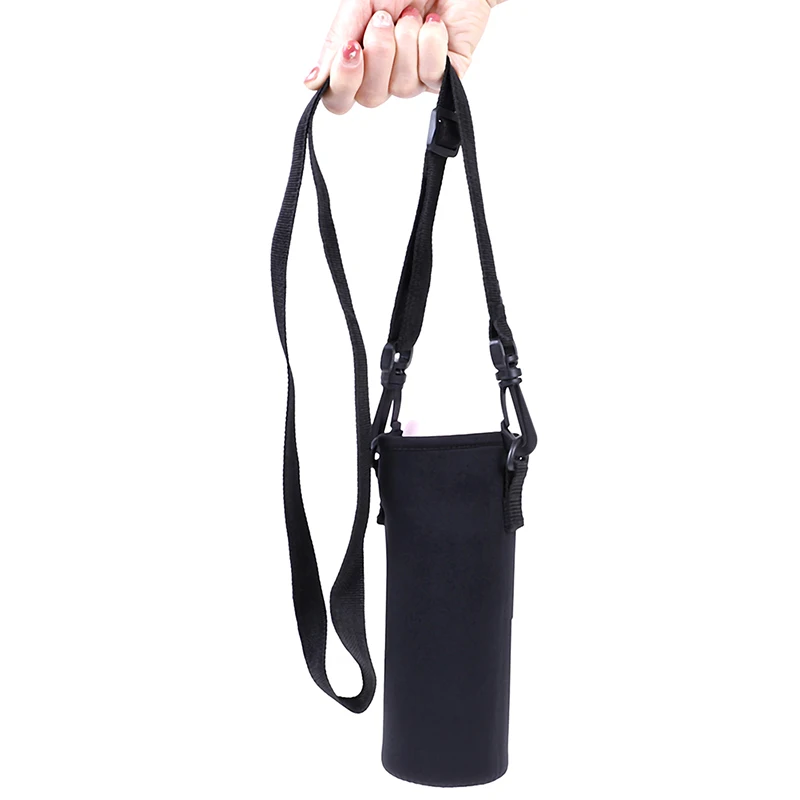 

1pc Water Bottle Cover Bag Travel Water Pouch Holder Shoulder Strap Black Bottle Carrier Insulat Bag Pouch 420ml-1500ml