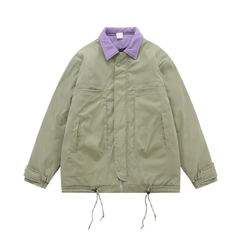 Rainbowtouches Unisex Winter Parkas Warm Thick Windproof Cotton Bomber Cargo Jackets Coat Men Women Solid Color Outwear Parkas