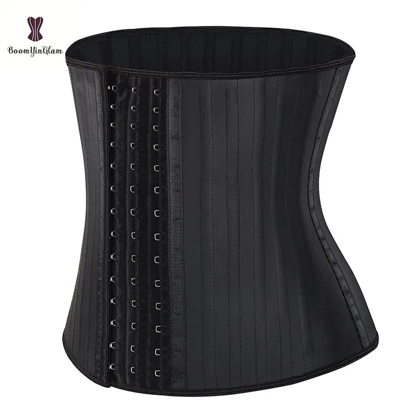 Black Sweat Sauna Slimming Belt Fajas Sashes Workout Girdle Latex Hook Corset Bustier 29 Steel Bones Waist Trainer Shapers