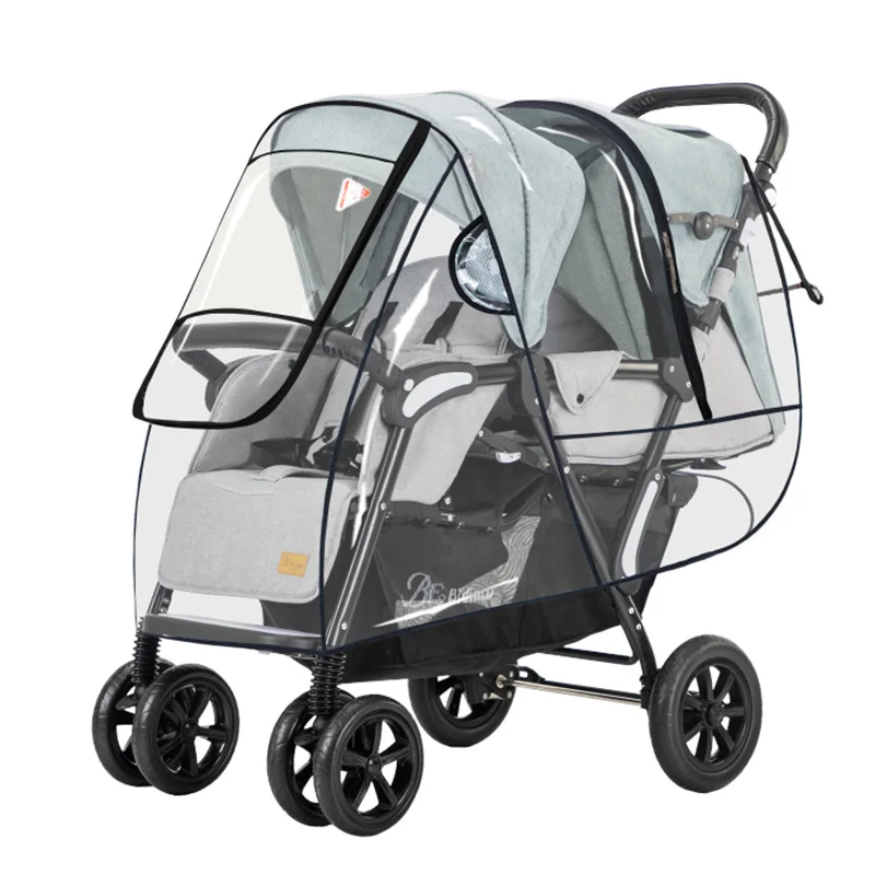 

Twins Stroller Rain Cover Stroller Protection Waterproof Baby Pushchairs Trolley Carriage Double Stroller Accessories Wind Dust