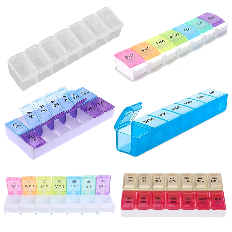 Чехол для таблеток на 7 дней 14 ячеек органайзер диспенсер разделители