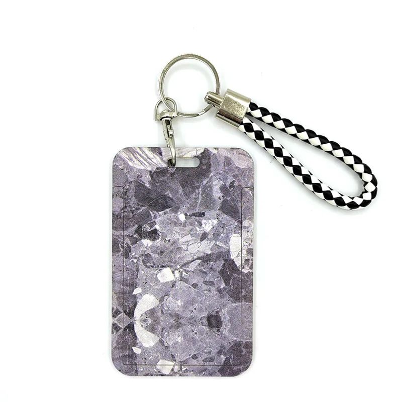 

Gray marble Cute Card Cover Clip Lanyard Retractable Student Nurse Badge Reel Clip Cartoon ID Card Badge Holder accessories