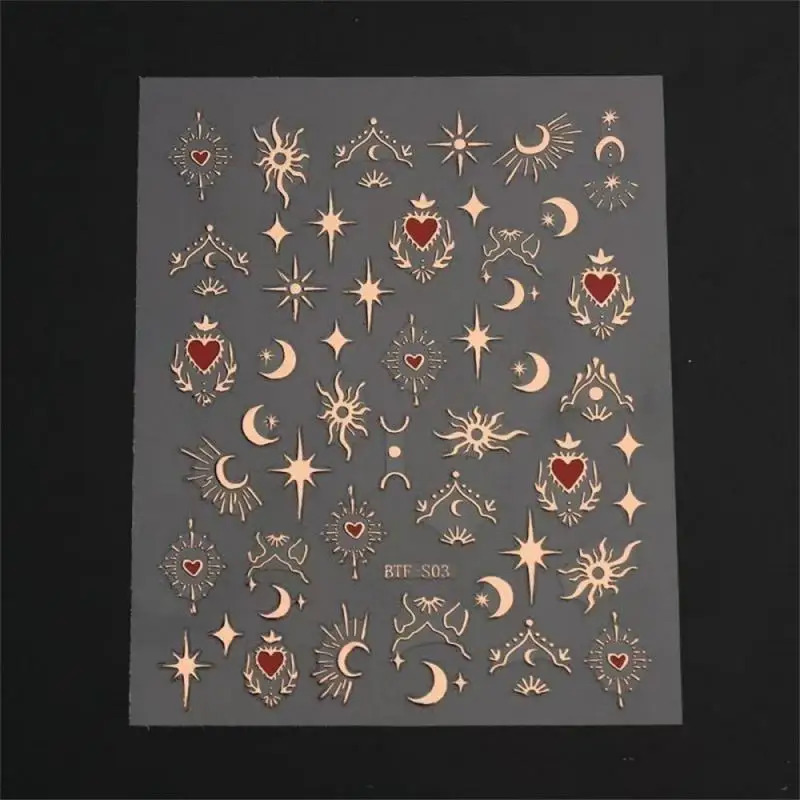 Бронзирующие наклейки в форме сердца для ногтей золотистые серебристые лазерные