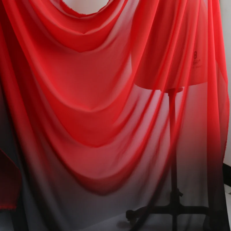 3/5/10 м Прозрачная ткань Омбре Просвечивающая разноцветная шелковая шифоновая с