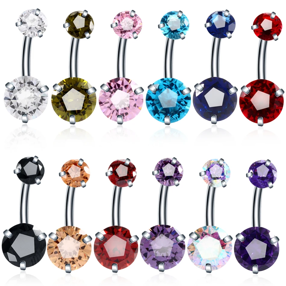 

1PC Steel Crystal Zircon Body Jewelry Belly Button Rings Piercing Navel Bars Stud Ombligo Nombril Stud Piercings Jewelry