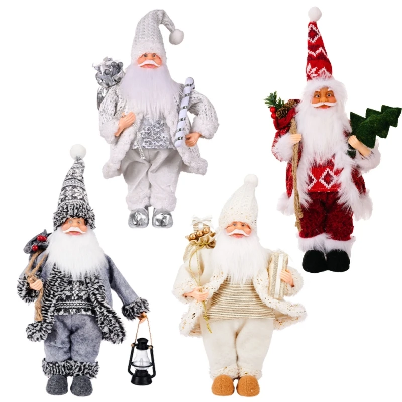 

17" Santa Claus Figurine with Light Christmas Standing Santa Figure Decoration Gift for Holiday Outdoor Home Ornament