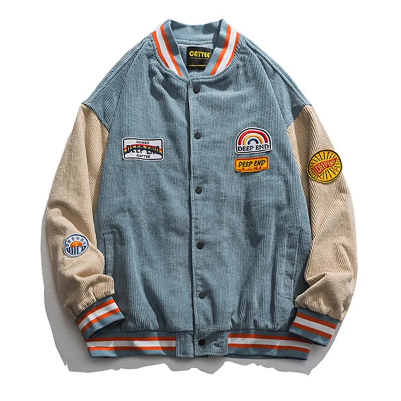 

Men's and women's hip hop varsity baseball jackets loose corduroy jackets