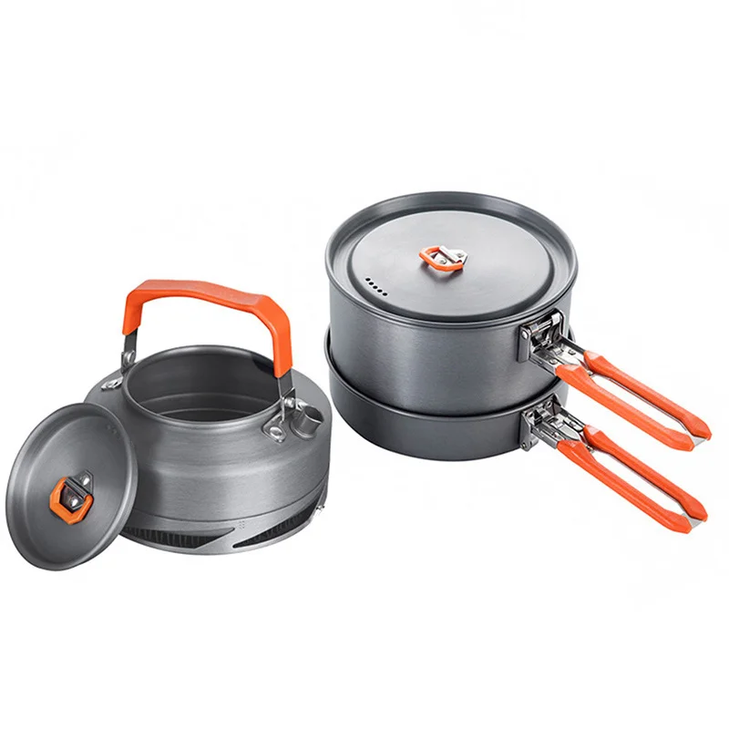 Camping Utensils Dishes Cookware Set Picnic Heat Collection Set Stove Kettle Camping Equipment