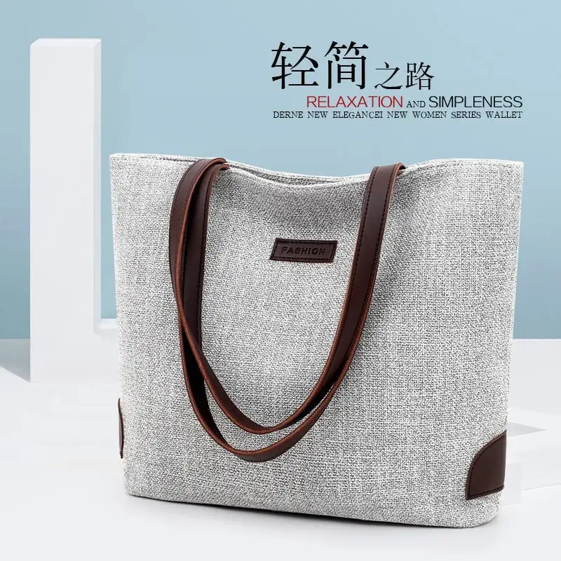 

Creative Cotton Linen Literary Shoulder Canvas Bag with Zipper Handbag Simple Large Casual Cute Soft Shopping Bags for Girls
