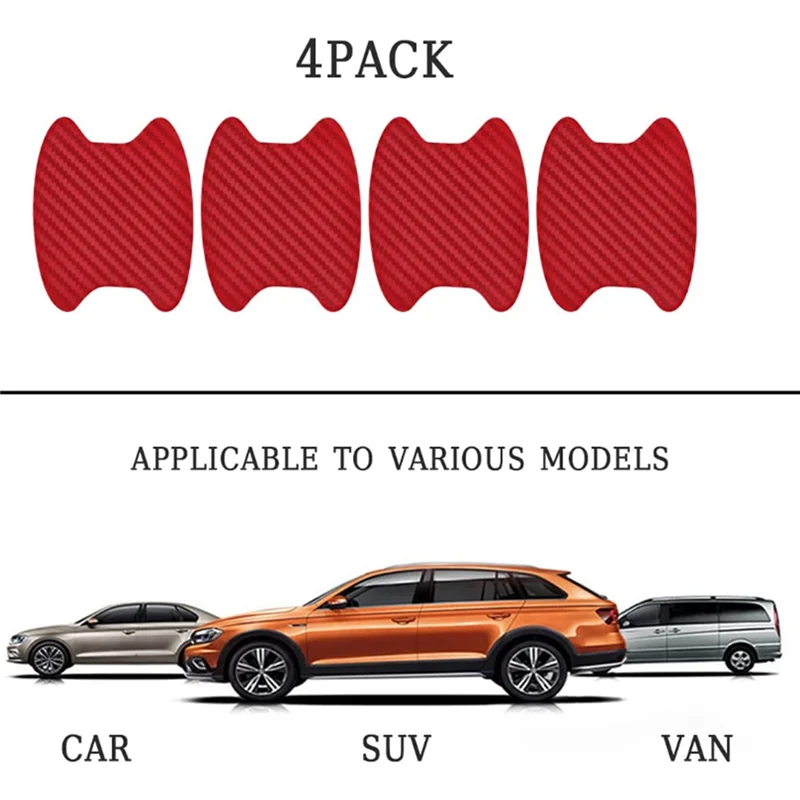 

4 наклейки на дверные ручки, устойчивые к царапинам, из углеродного волокна, подходит для большинства автомобильных ручек 9x10 см