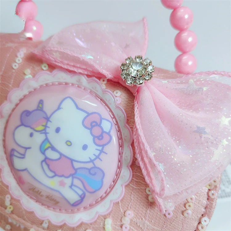 Sanrio Hello Kitty Bag Children's Bags Baby Handbag Light-on Luminous Small Bag Princess Crossbody Bag