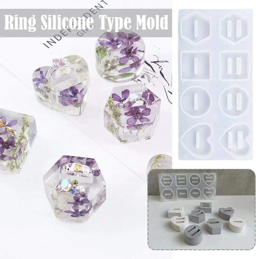 

8 Holes Holder Crystal Epoxy Resin Mold Round Hexagonal Mold Silicone Mirror Molds DIY Support Love Display Stand N6Q0