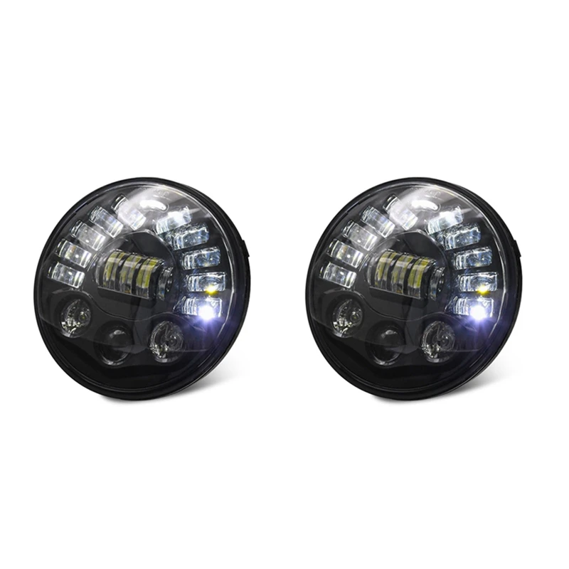 2X 7 Inch 300W LED Headlight White Hi/Low Beam DRL & Amber Turn Signal For Wrangler Cj Tj Motorcycle Off Road Vehicle