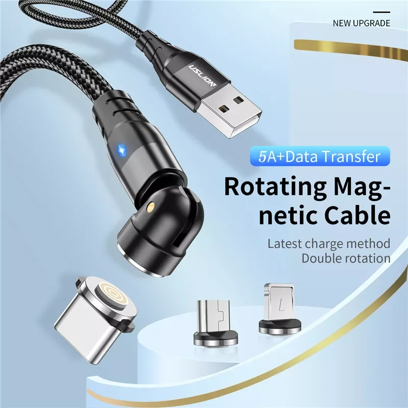 

Free Shipping For Mobile Phone Magnet Charger Wire Cord Type C Cable For iPhone 540 Rotate 5A Cable Fast Charging
