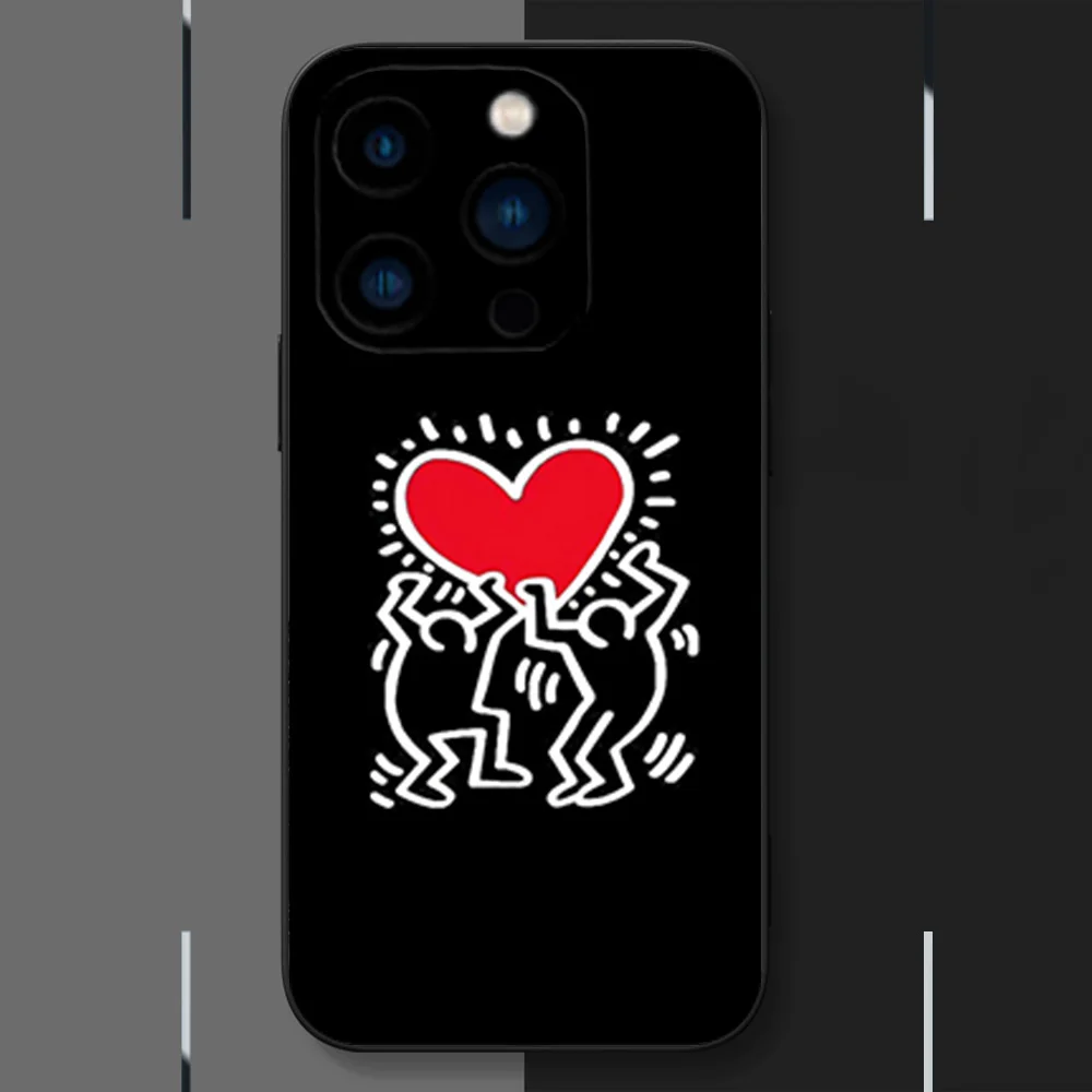 Чехол для телефона Artist K-Keith H-Haring iPhone 12 11 13 14 15 16 Max Pro Plus черный мягкий силиконовый