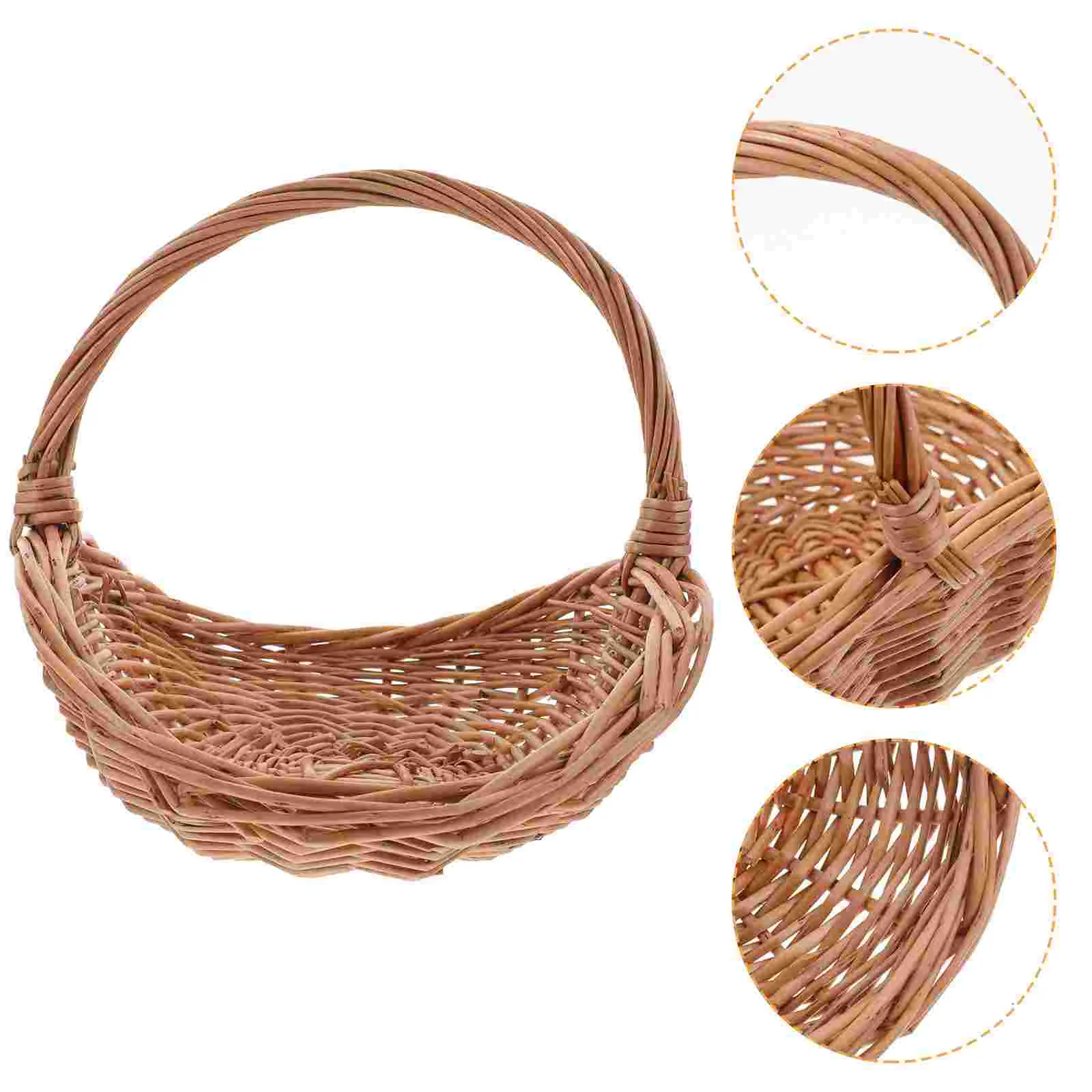 

Basket Wicker Baskets Woven Flower Girl Pantry Serving Vegetable Storage Straw Candy Handles Wedding Bread Picnic Harvest Rattan