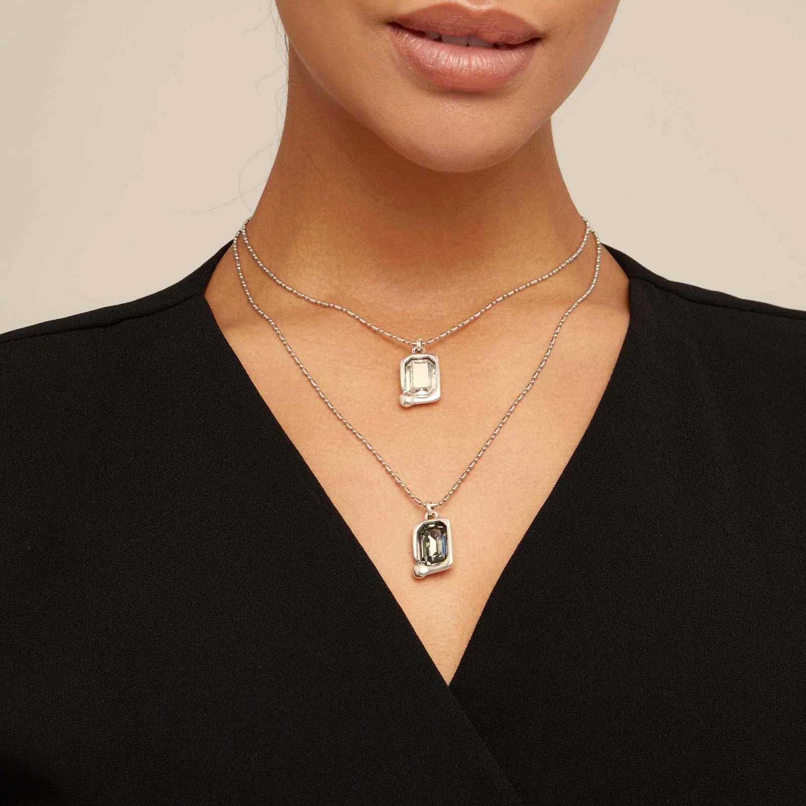 UNO-colar de camada dupla для женщин черные и белые кристаллы joias высокое качество presente original