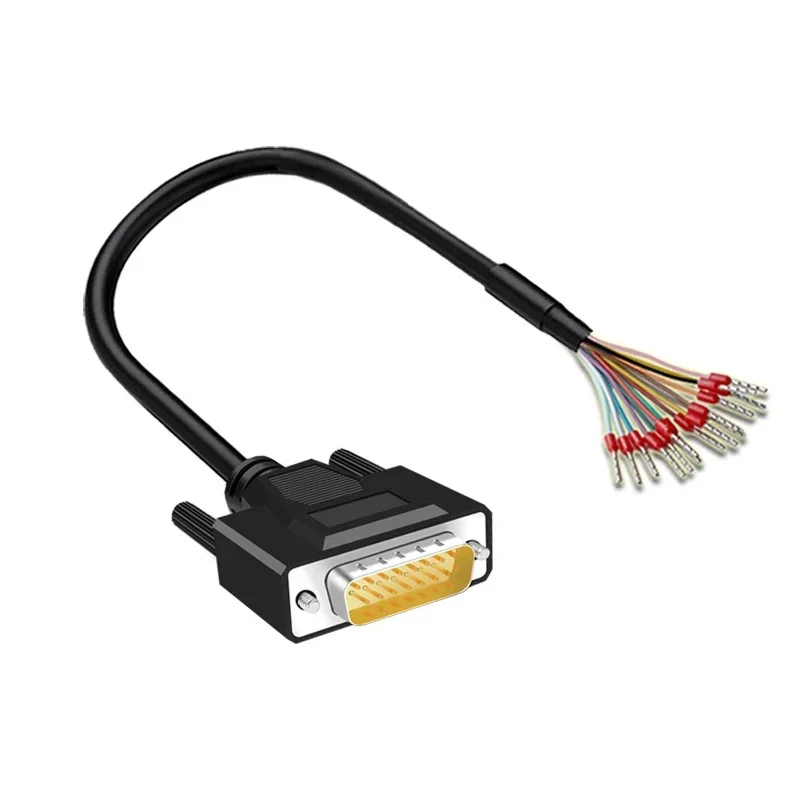 

Промышленный кабель-коннектор DB9 DB15 DB25 с терминалами, параллельный порт 26AWG, 9-контактный, 15-контактный, 25-контактный, штекер-гнездо, провод