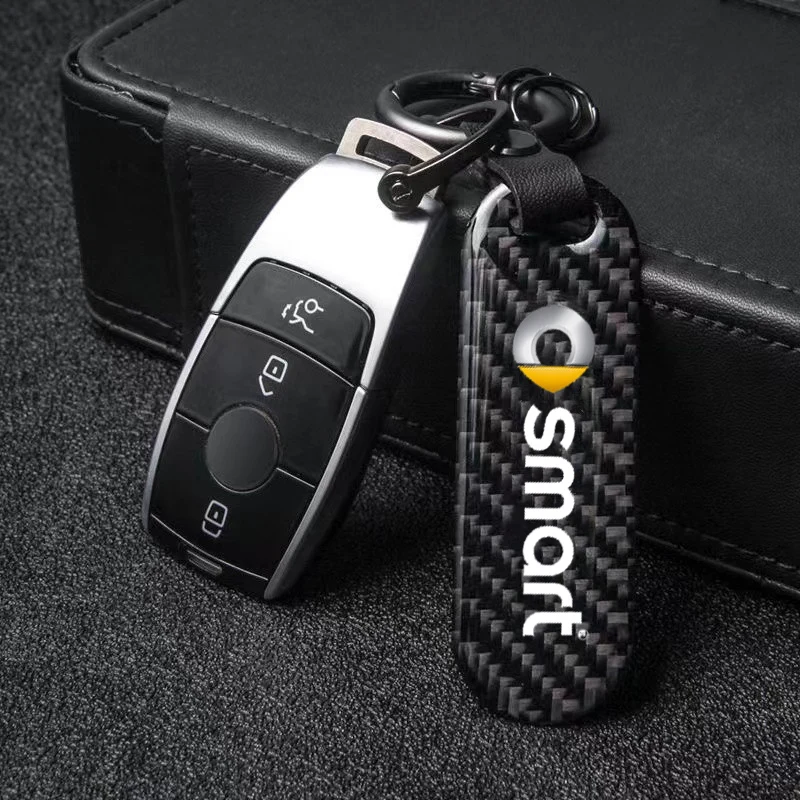 

New Fashion High-Grade Fiber Car Keychain Rotating Horseshoe Rings For smart fortwo forfour 453 451 450 smart