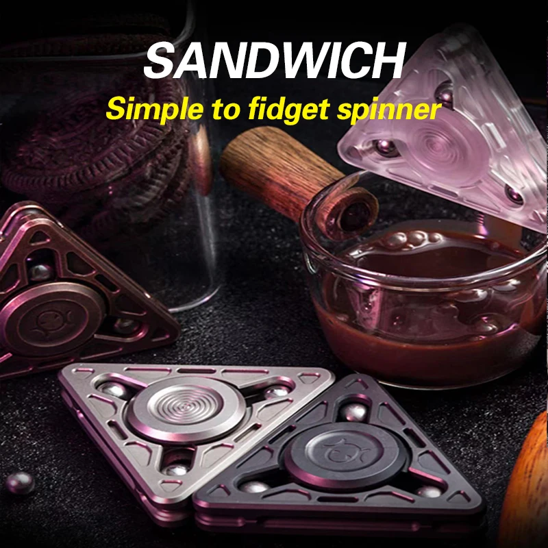 Sandwich Style Trefoil Fidget Spinner Adult Metal EDC Hand Spinner Fidget Toys Autism Sensory Toys Stress Relief Adult Gifts