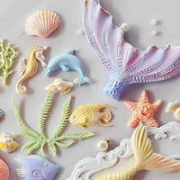 fish tail silicone mold diy starfish shell mold soap candle cake decoration tool