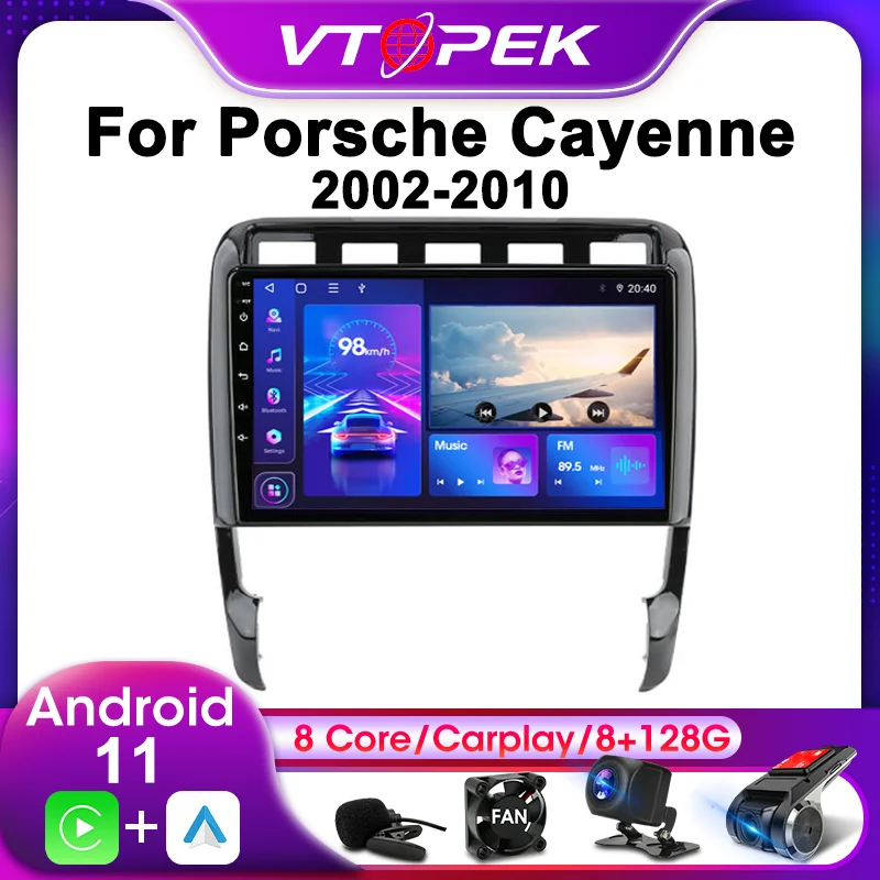Vtopek 2Din Für Porsche Cayenne 1 9PA 2002 -20104G Android 11 Auto Stereo Radio Multimedia Video Player navigation GPS Head Unit