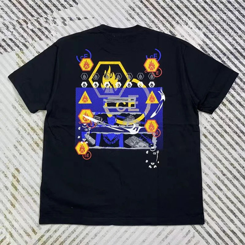 Cav Empt брандмауэр киберпанк пламя комикс Футболка с принтом свободный хлопок