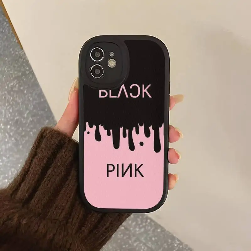 B-BLACK P-PinkS K-Kpop Phone Case Hard Leather Phone Case For iPhone 14 13 12 Mini 11 14 Pro Max Xs X Xr 7 8 Plus