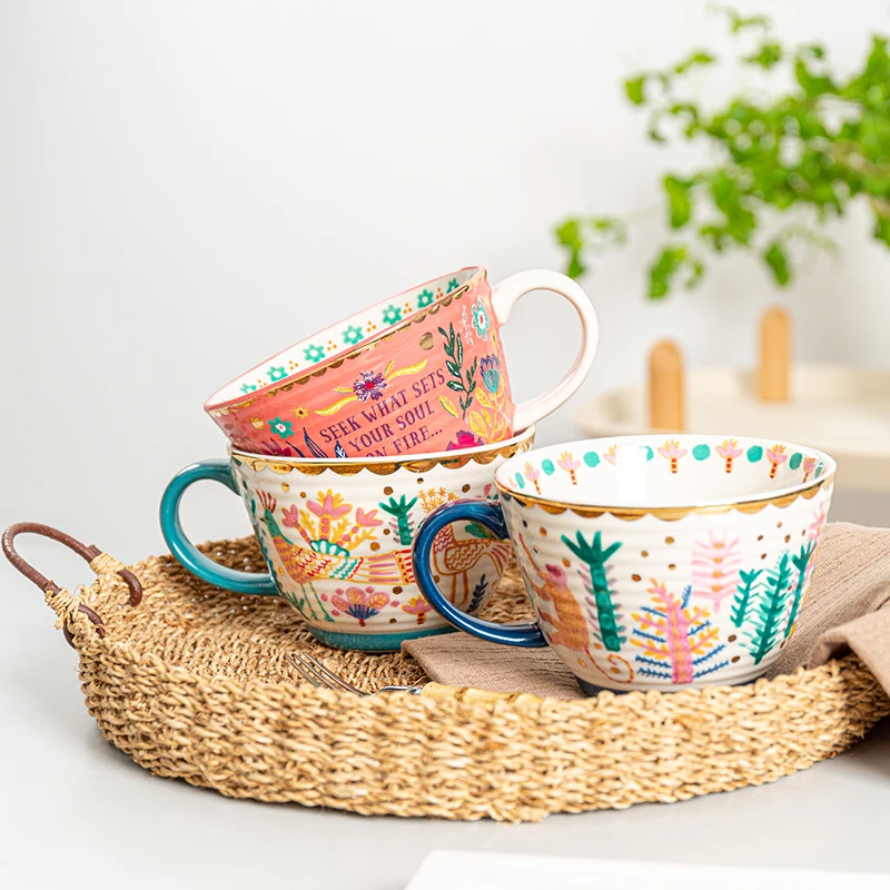 

Christmas Mug 450ML Coffee Cup High-grade Exquisite Afternoon Tea Tableware Tea Set Ceramic European Hand-painted Phnom Penh Cup