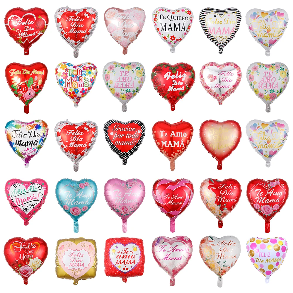 

10pcs/lot New 18inch Spanish I Love You Mom Heart Foil Balloons Happy Mother‘s Day Decorations Birthday Party Globos Mama Gifts