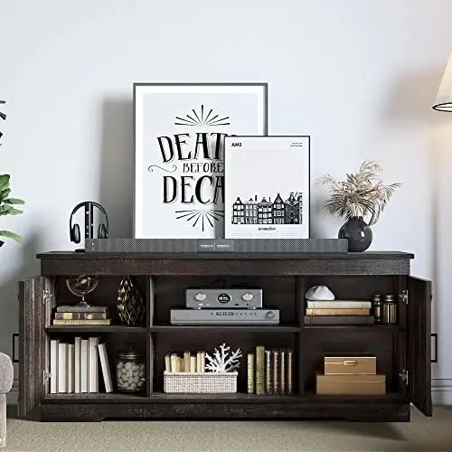 For 65+ Inch Tv, Modern Entertainment Center For 300lbs W/barn Doors And Storage Cabinets, Rustic Tv Media Console Tv C