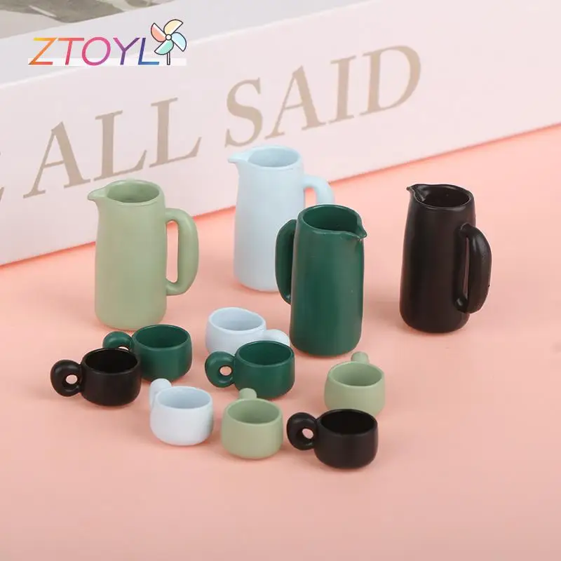 

1Set Dollhouse Miniature Accessories Mini Kettle Teapot Cups Simulation Furniture Tea Pot Kitchen Model Toys