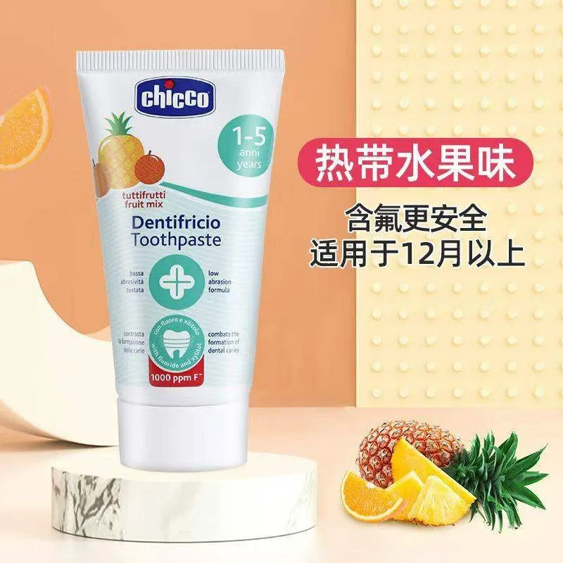 Фото Набор для ухода за полостью рта Chicco Italy для детей от 3 до 12 лет, набор противокариозный, безопасный для глотания. №1