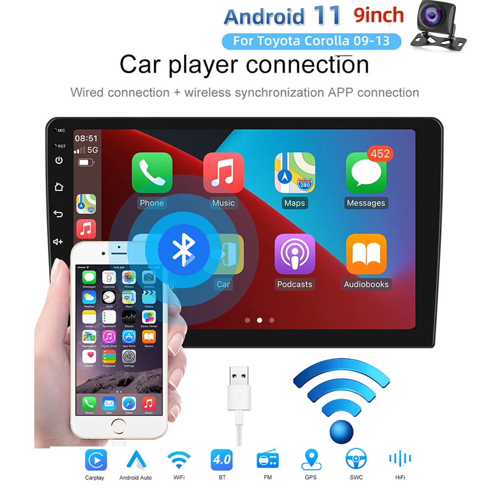 

It is suitable for Toyota Corolla 09-13 internal frame Carplay Android navigation and reverse image all-in-one