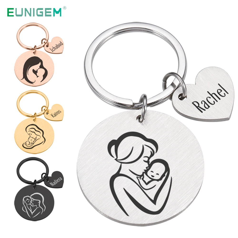 

Lovely Keychain Personalized Name Engraved Customized Keychains Key Chain Accessories Birthday Gifts for New Mom Key Rings