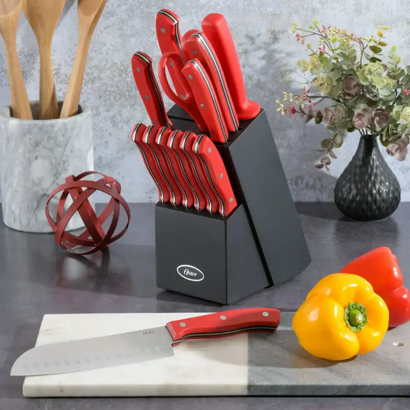 

Green Worth Matte Red 14pcs Stainless Steel Cutlery Set Kitchen knives Chef knife Cook Set Chef Utility Slicer Vegetable Peeler