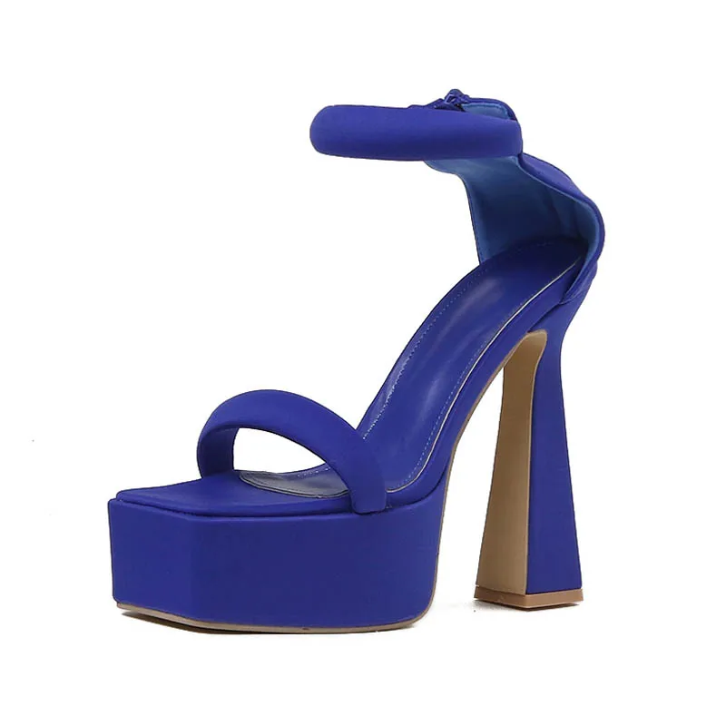 2023 New Roman Square Toe Waterproof Platform Thick Heel High-Heeled Strap Women's Sandals