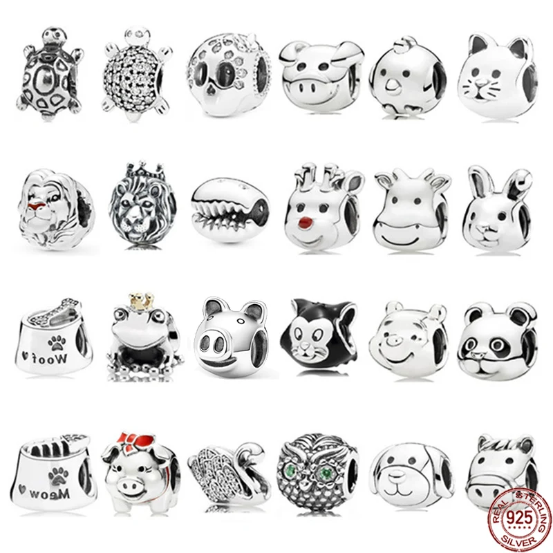 

Лидер продаж, изысканный кулон из серебра 925 пробы с бусинами в виде животных, подходит для оригинального браслета Pandora, женские Украшения «сделай сам»